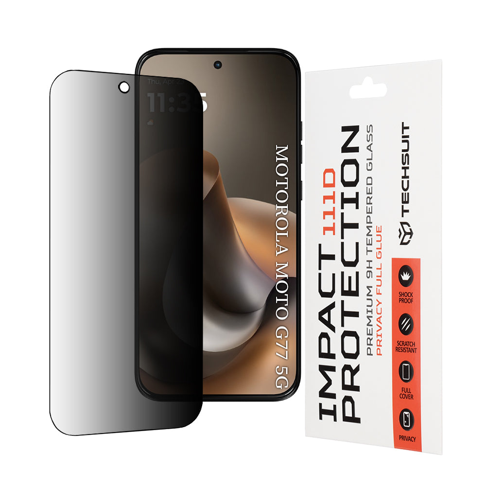 Folie de protectie Techsuit 111D Privacy Full Glue compatibil cu Motorola Moto G77 / G67, Negru