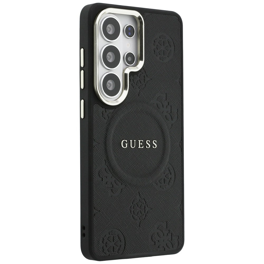 Husa de protectie Guess Saffiano Peony Embossed Ring MagSafe (GUHMS26LPSAMSECK) compatibil cu Samsung Galaxy S26 Ultra, Negru