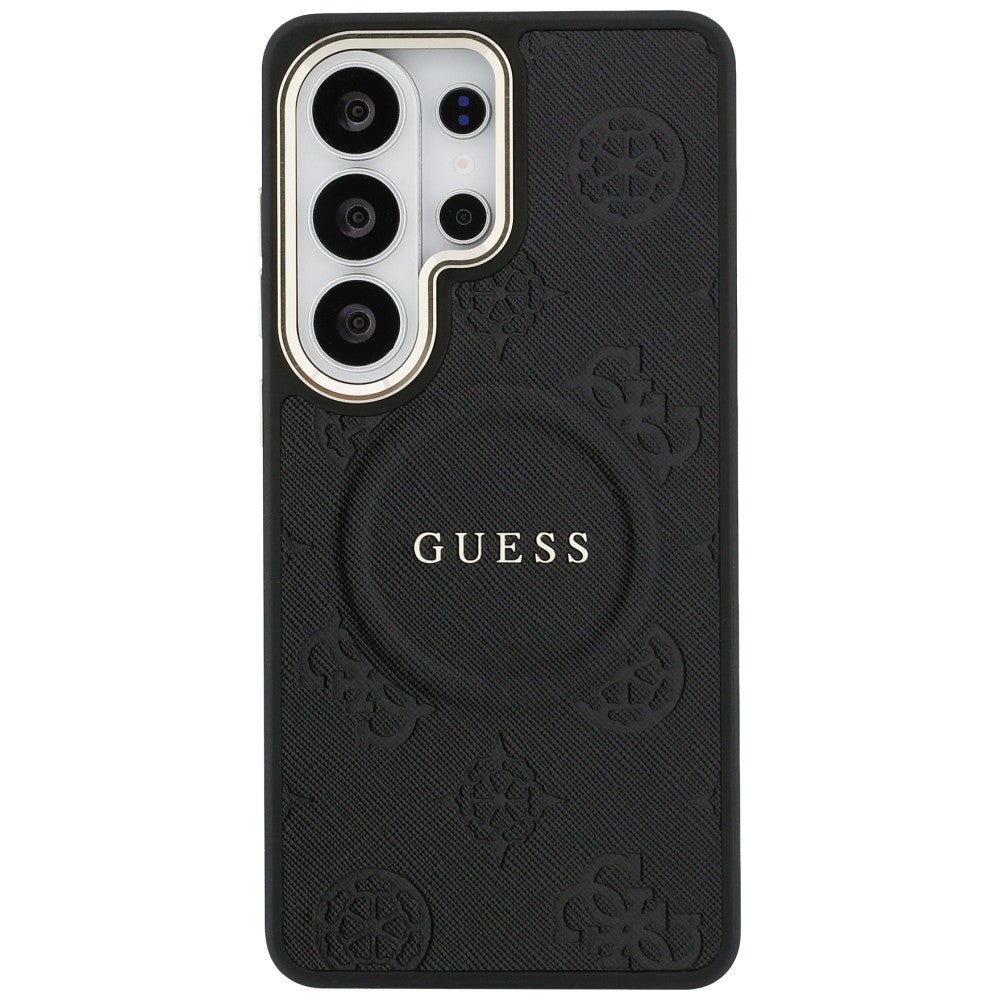 Husa de protectie Guess Saffiano Peony Embossed Ring MagSafe (GUHMS26LPSAMSECK) compatibil cu Samsung Galaxy S26 Ultra, Negru