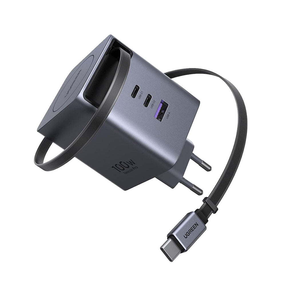 Incarcator Ugreen (65828), 3x Type-C / USB, 100W GaN, Gri
