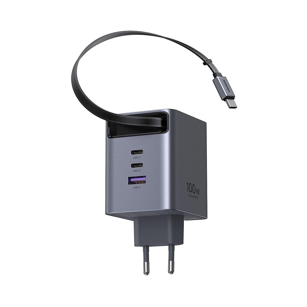 Incarcator Ugreen (65828), 3x Type-C / USB, 100W GaN, Gri
