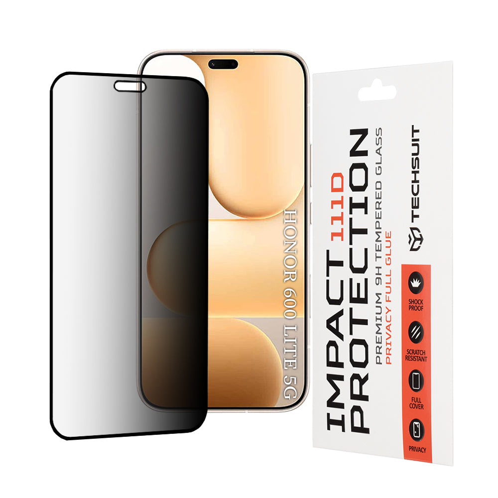 Folie de protectie Techsuit 111D Privacy Full Glue compatibil cu Honor 600 Lite, Negru