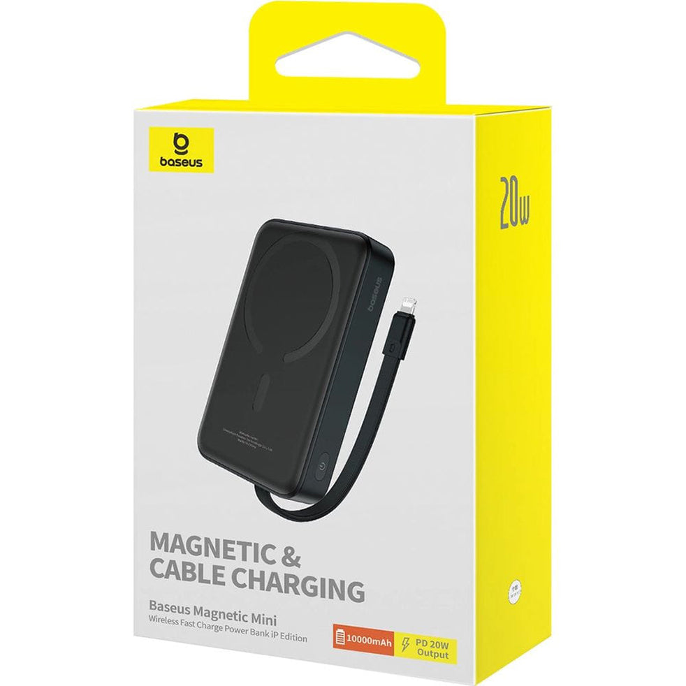 Baterie externa Baseus Magnetic Mini (P10022109113-00), MagSafe, USB-C, Lightning, 10000mAh, 20W, Negru