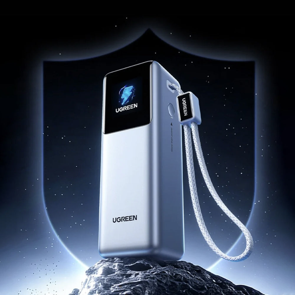 Ugreen Baterie externa Ugreen PB728 (75702B), with 2x Built-in USB-C Cable, USB, Type-C, Digital Display, 25000mAh, 200W