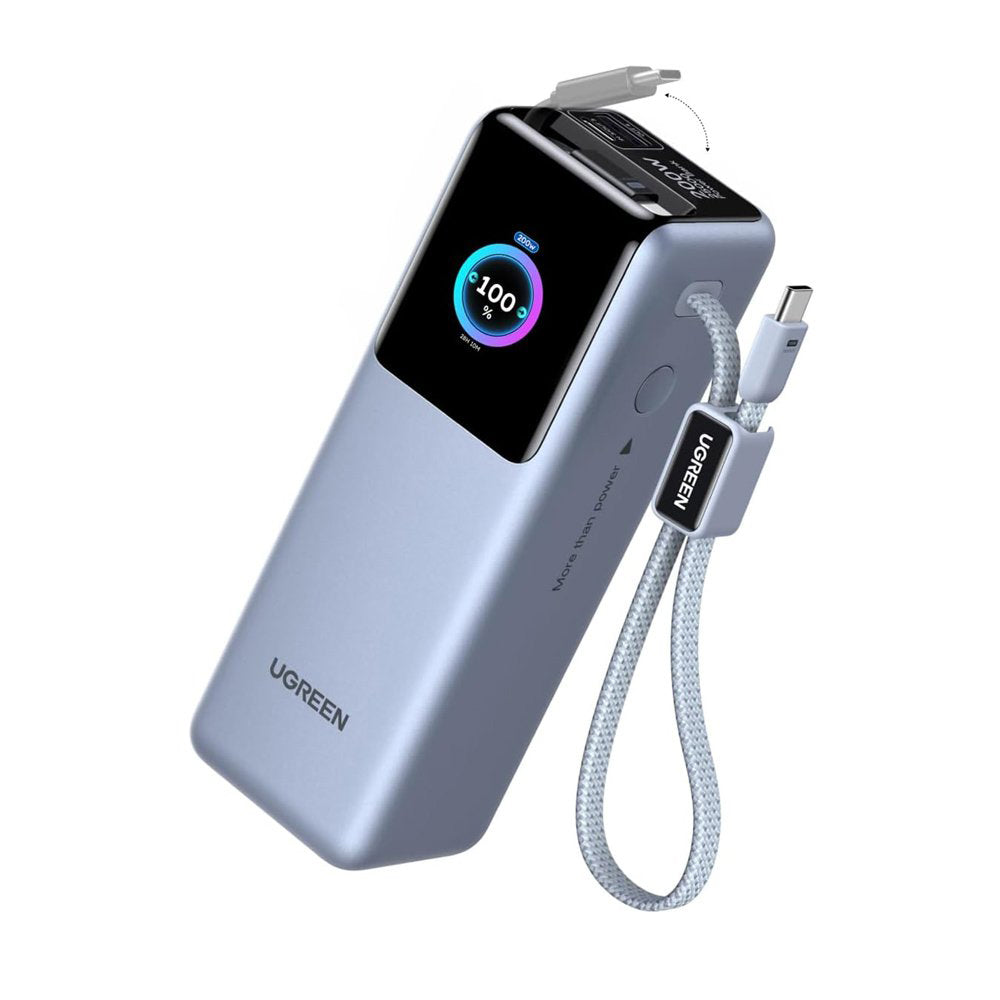 Ugreen Baterie externa Ugreen PB728 (75702B), with 2x Built-in USB-C Cable, USB, Type-C, Digital Display, 25000mAh, 200W