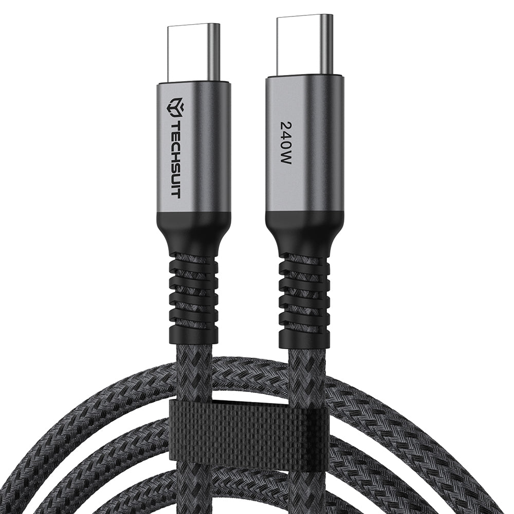 Cablu Techsuit TitanSync Pro (CX2), Type-C, PD240W, 1m, Gri