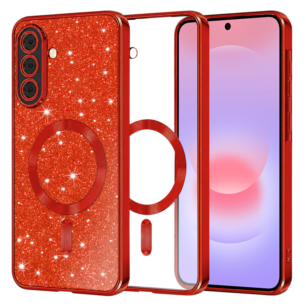 Husa de protectie Techsuit Luxury Glitter MagSafe compatibil cu Samsung Galaxy A37 5G, Roșu