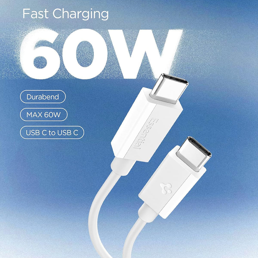 Cablu pentru Alimentare Type-C, 60W, 480Mbps - Spigen Essential EB6015CC (ACA10416) - White