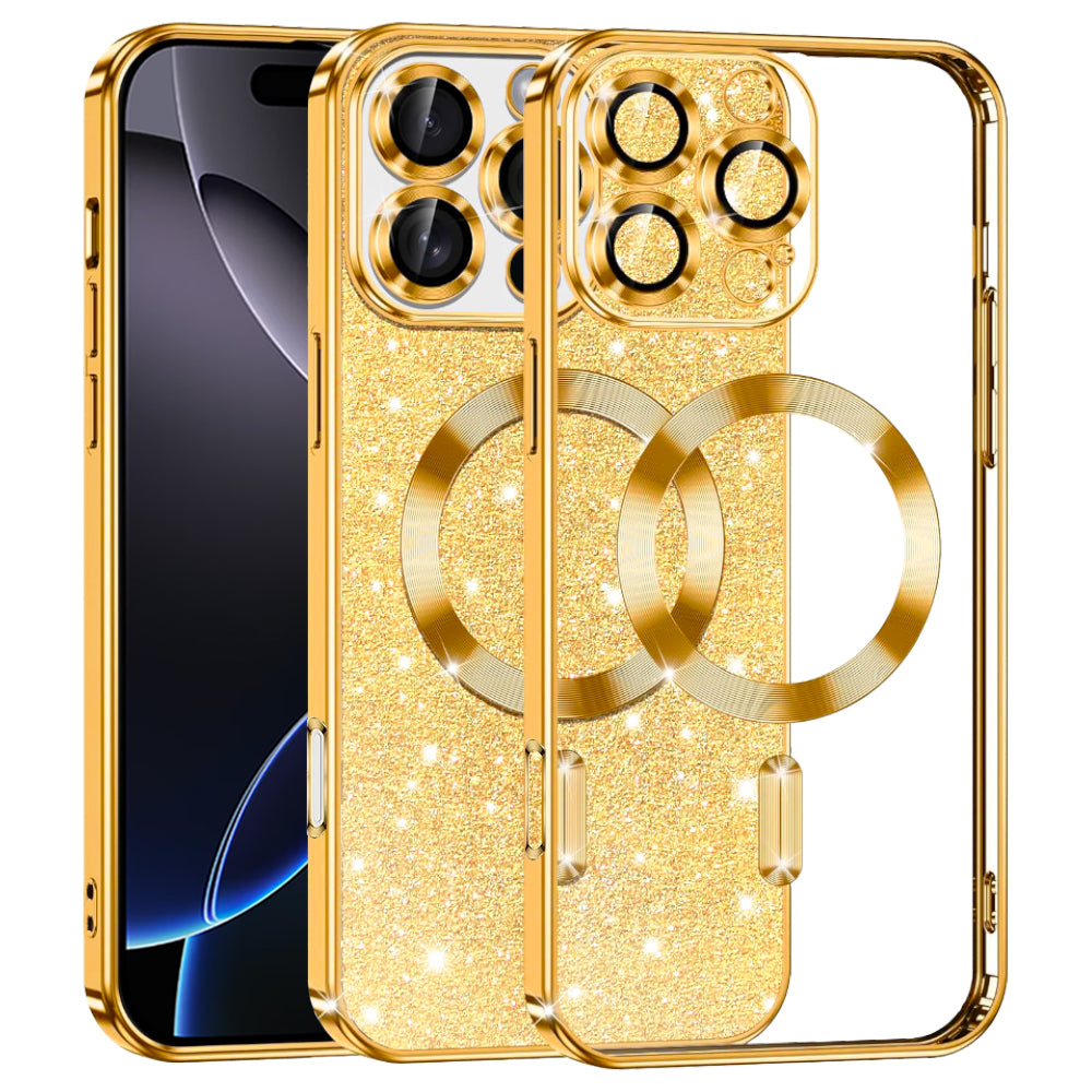 Husa de protectie Techsuit Luxury Glitter MagSafe compatibil cu iPhone 16 Pro Max, Auriu