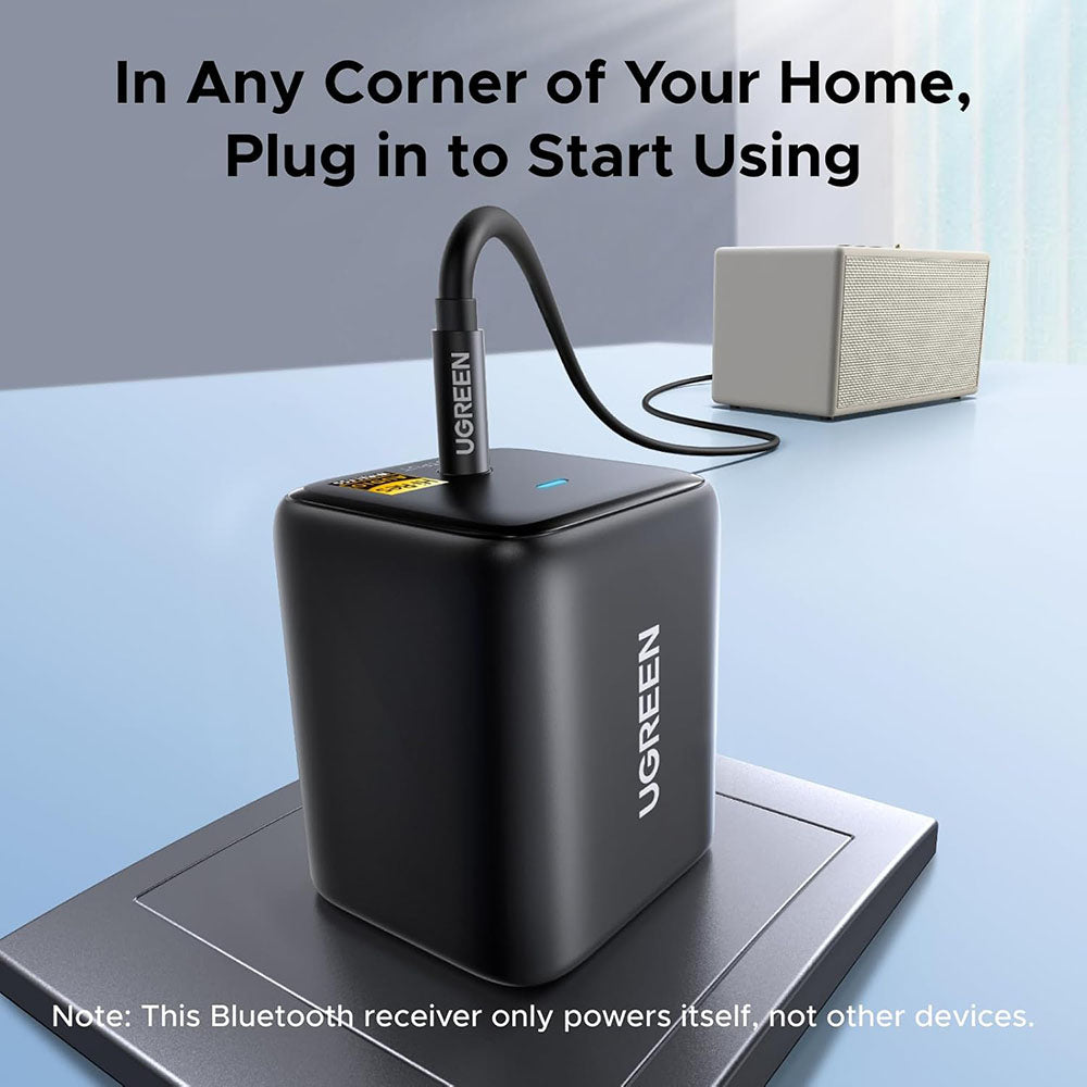 Adaptor Ugreen Bluetooth Receiver BT523 (65059), Jack 3.5mm, Hi-Res Audio, Negru