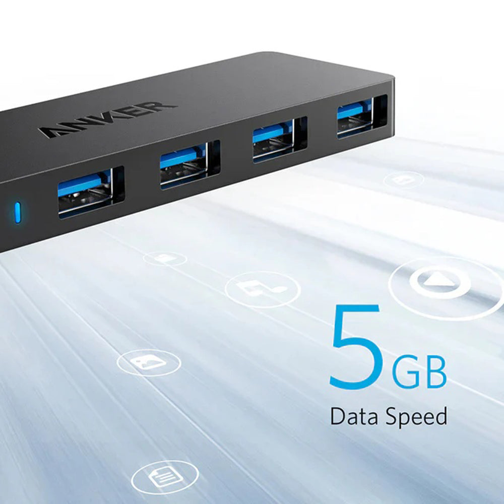Hub Anker A7516016, 4x USB 3.0 Gen 1 5Gbps, Negru