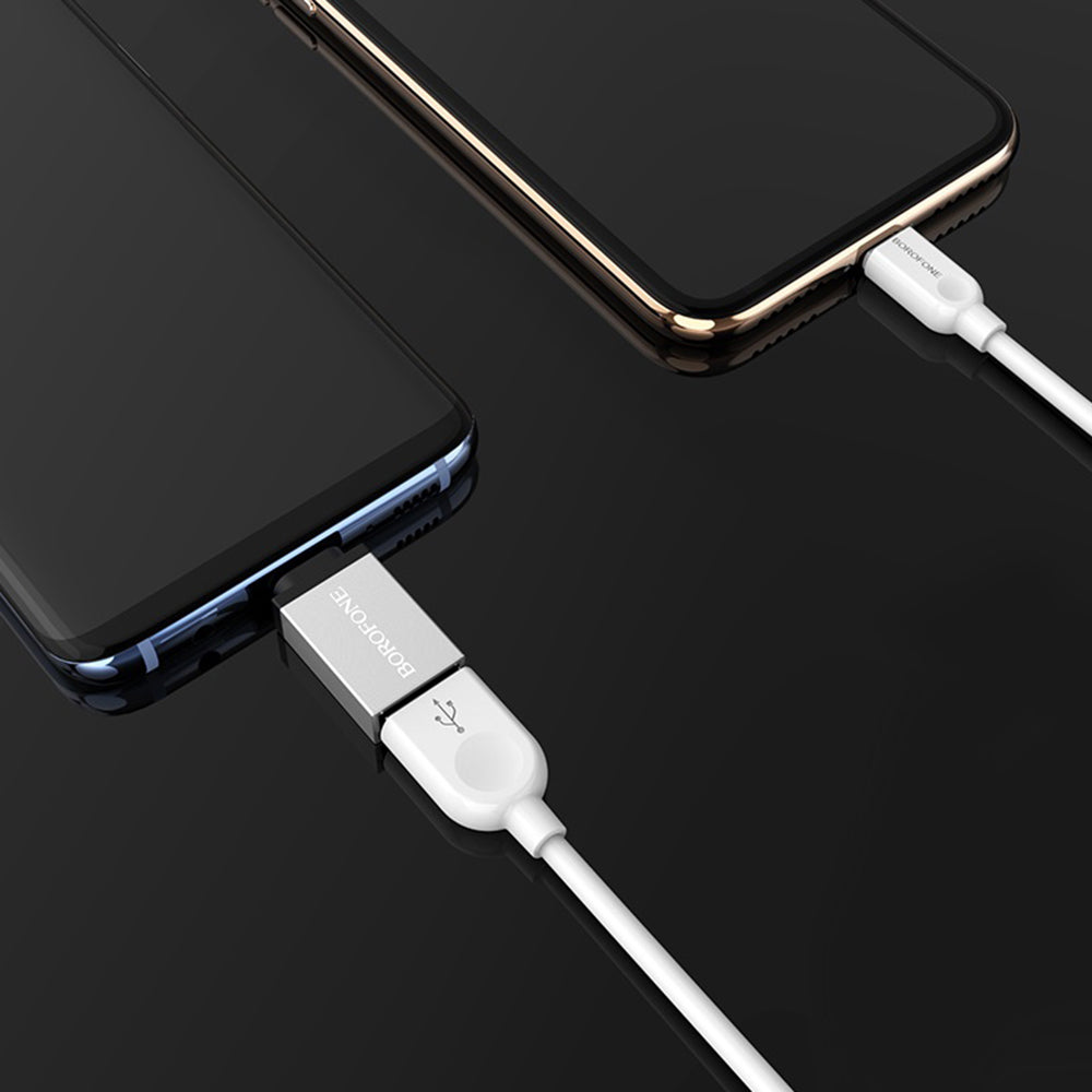 Adaptor Borofone OTG (BV3), USB-C la USB-A, Argintiu