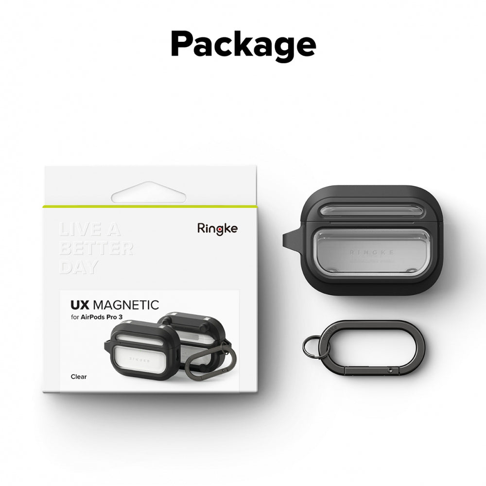 Husa Casti Ringke UX Magnetic AirPods Pro 3, Policarbonat, Transparent