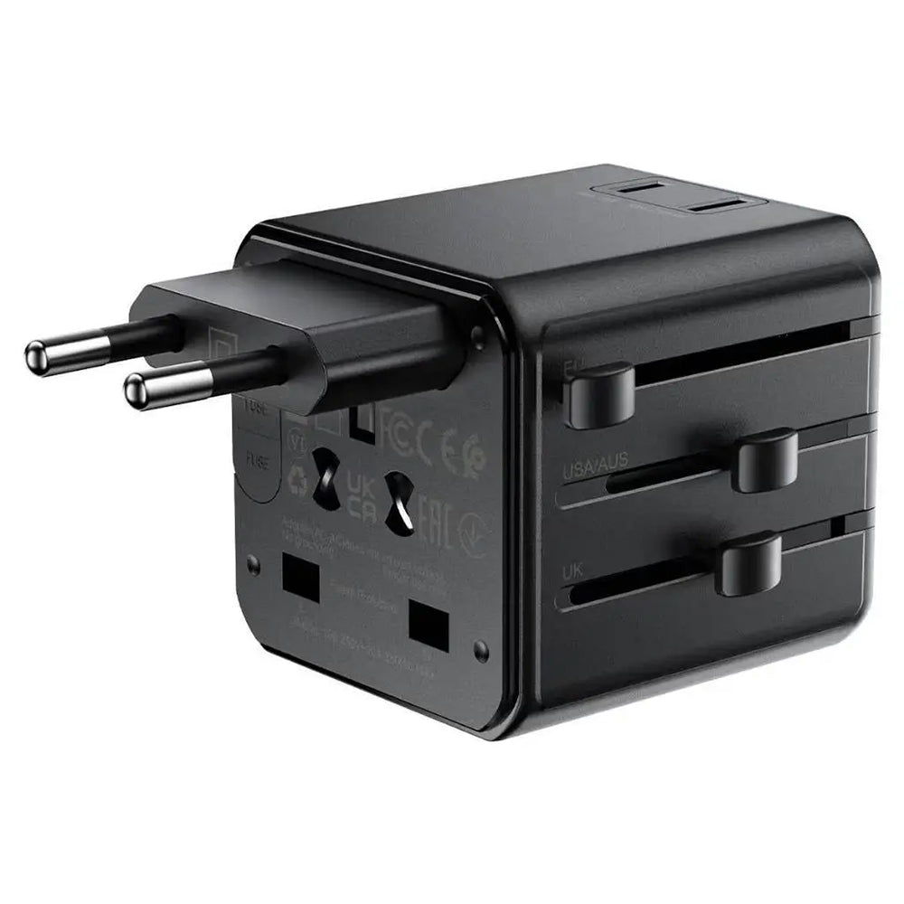 Adaptor Acefast Travel Adapter (Z11), EU/UK/US/AU, 2500W, Negru
