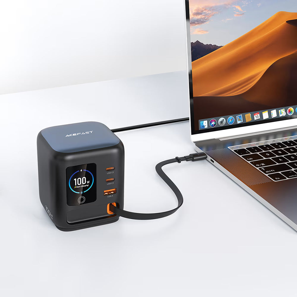 Incarcator Acefast (Z10), 3x USB-C / USB, 100W GaN PD, Negru