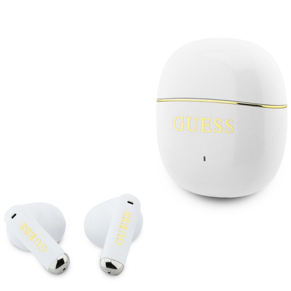Casti Half-in-ear, BT, TWS - Guess Glossy Gold Line Classic (GUTWSG3HGECH) - White