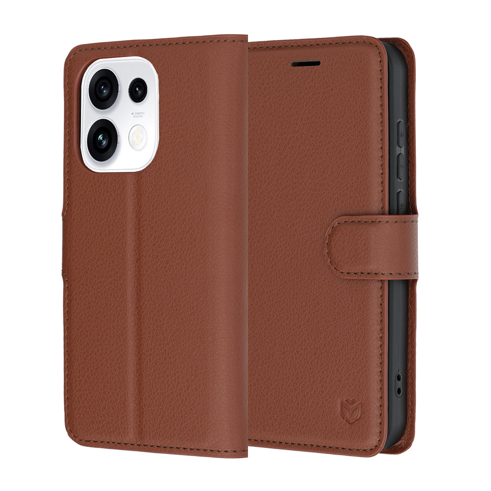 Husa de protectie Techsuit Leather Folio compatibil cu Oppo Reno16 Pro, Maro