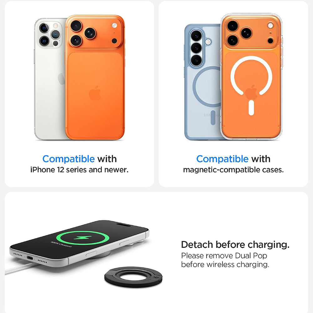Suport Inel Spigen Dual Pop MagSafe S (AMP11736), Silicon, Gri