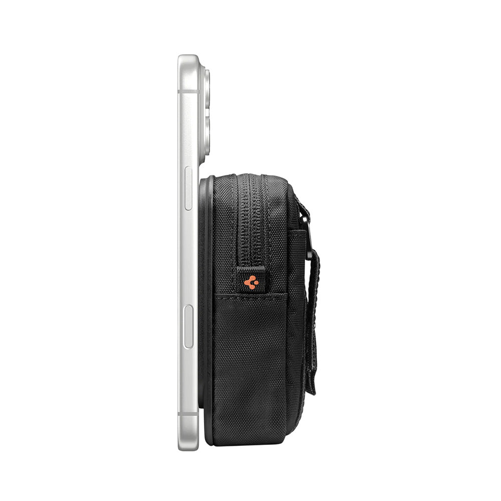 Mini Borseta Magnetica pentru Telefon cu Spatii Depozitare Universal - Spigen TinTap ZIP MagFit 2 (AFA11564) - Black