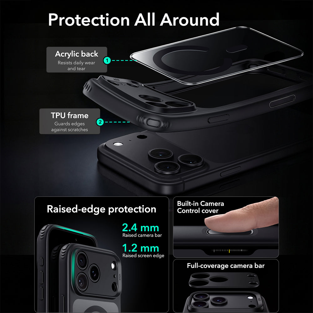 Husa de protectie ESR Classic Hybrid HaloLock compatibil cu iPhone 17 Pro Max / iPhone 18 Pro Max, Negru Transparent
