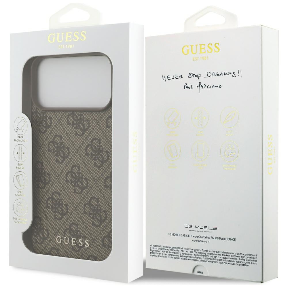 Husa de protectie Guess Hardcase 4G compatibil cu iPhone 18 Pro, Maro