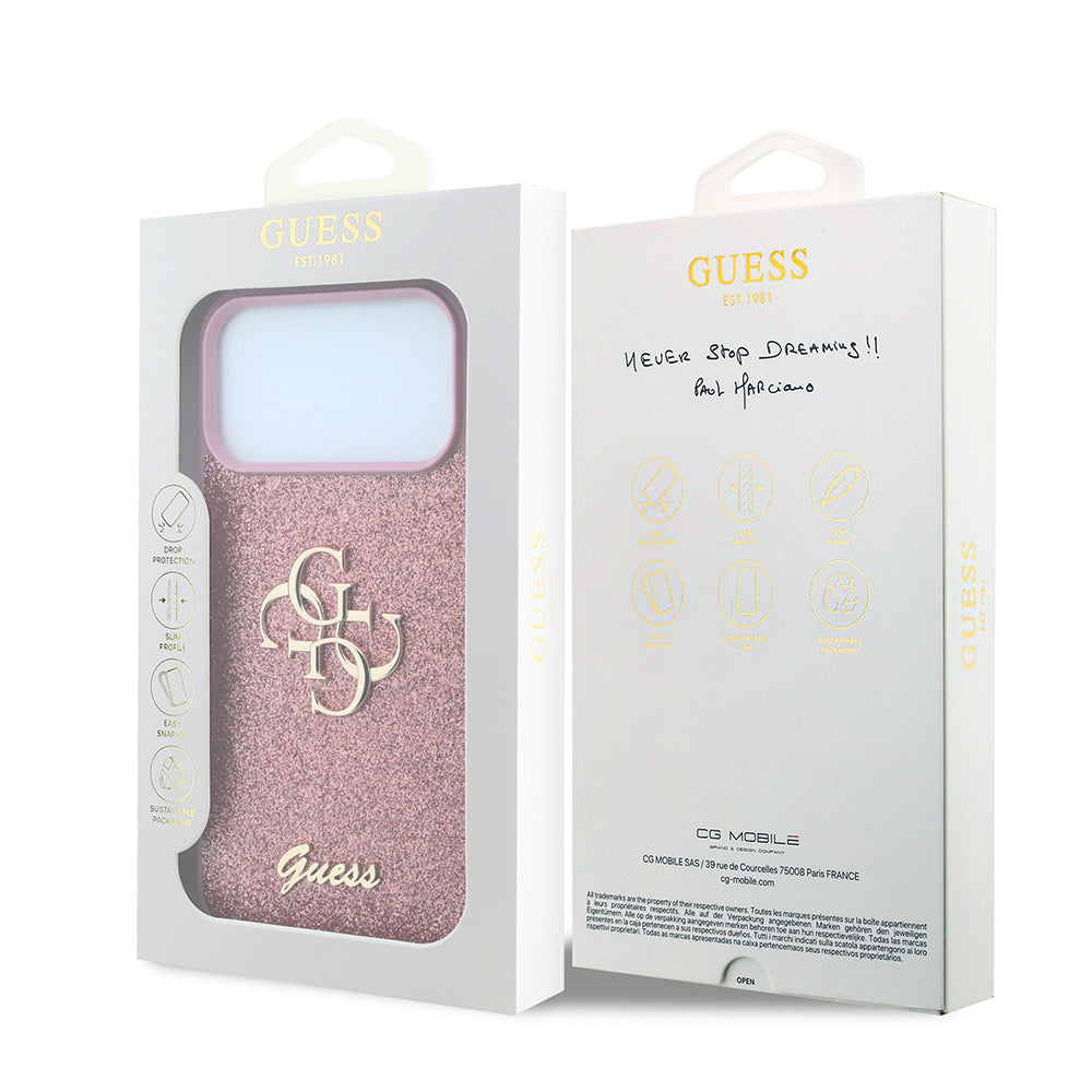 Husa de protectie Guess Glitter Series compatibil cu iPhone 18 Pro, Roz
