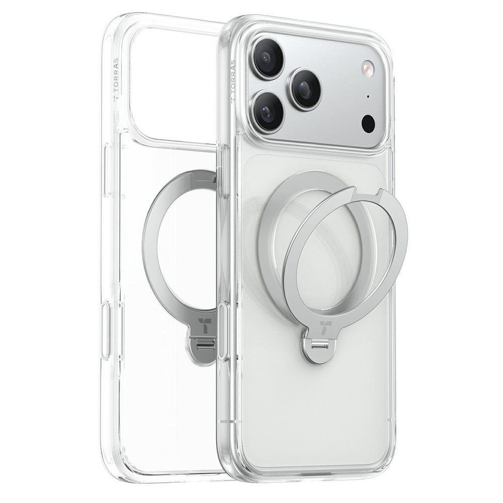 Husa de protectie Torras Ostand Spin compatibil cu iPhone 18 Pro Max / iPhone 17 Pro Max, Transparent