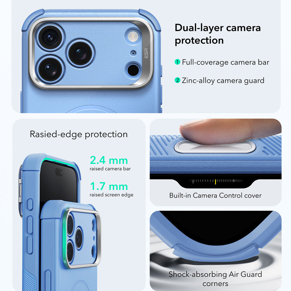 Husa de protectie ESR Cyber Armor compatibil cu iPhone 17 Pro Max / iPhone 18 Pro Max, Albastru