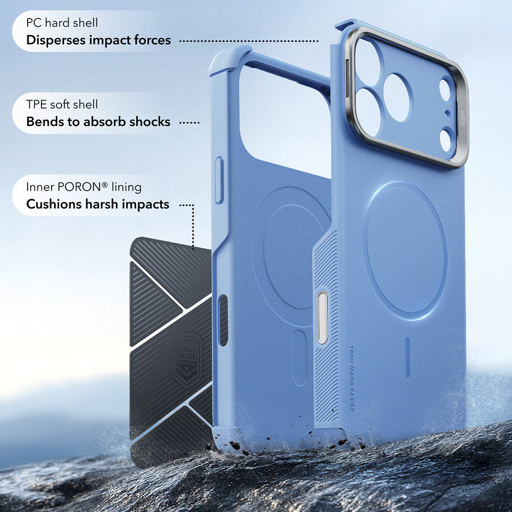 Husa de protectie ESR Cyber Armor compatibil cu iPhone 17 Pro Max / iPhone 18 Pro Max, Albastru