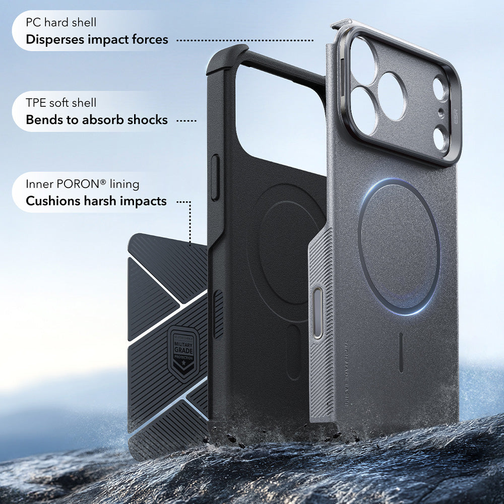 Husa de protectie ESR Cyber Armor compatibil cu iPhone 18 Pro Max / iPhone 17 Pro Max, Gri