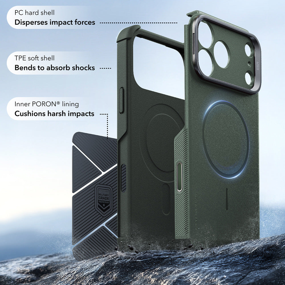 Husa de protectie ESR Cyber Armor compatibil cu iPhone 18 Pro Max / iPhone 17 Pro Max, Verde