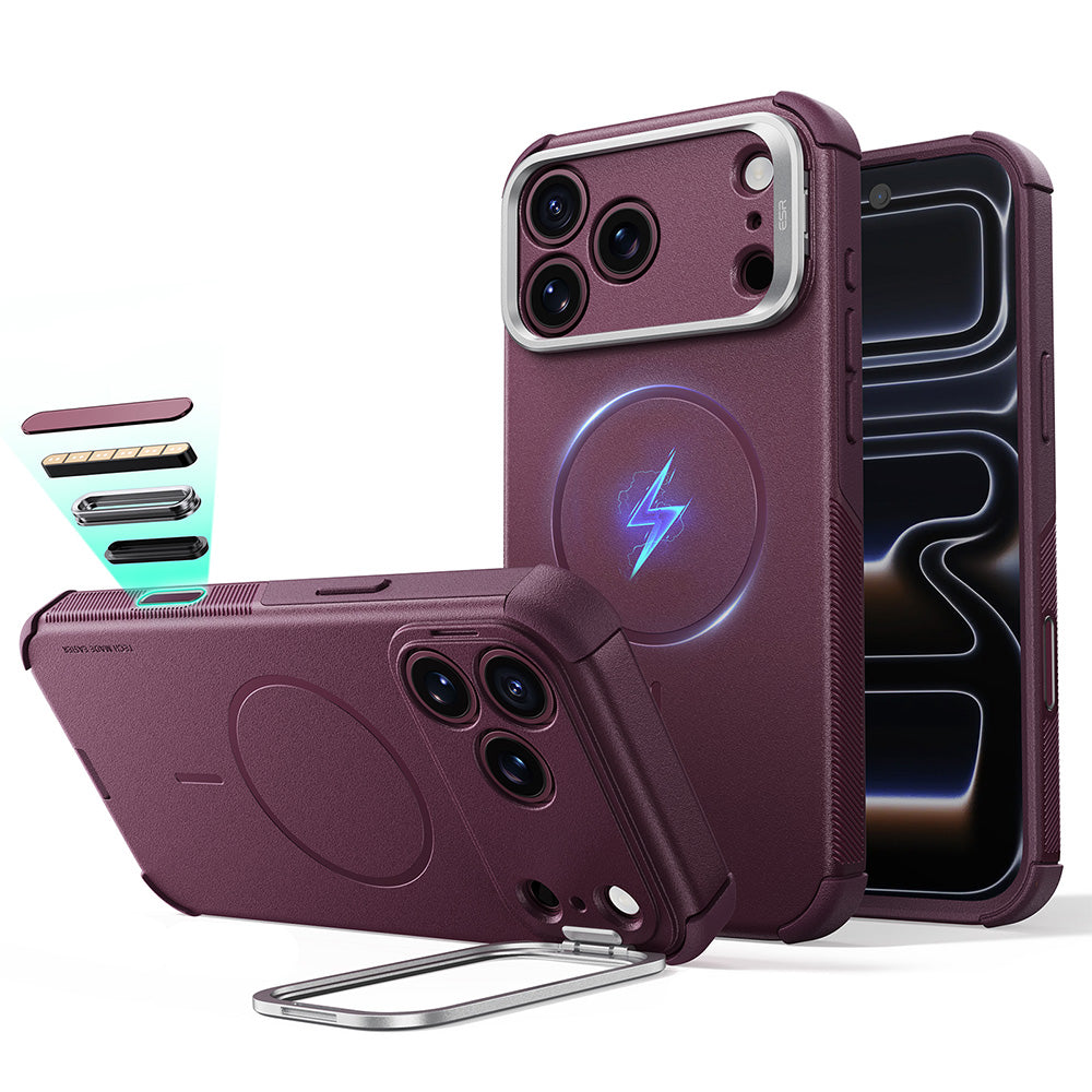Husa de protectie ESR Cyber Armor compatibil cu iPhone 17 Pro / iPhone 18 Pro, Bordo