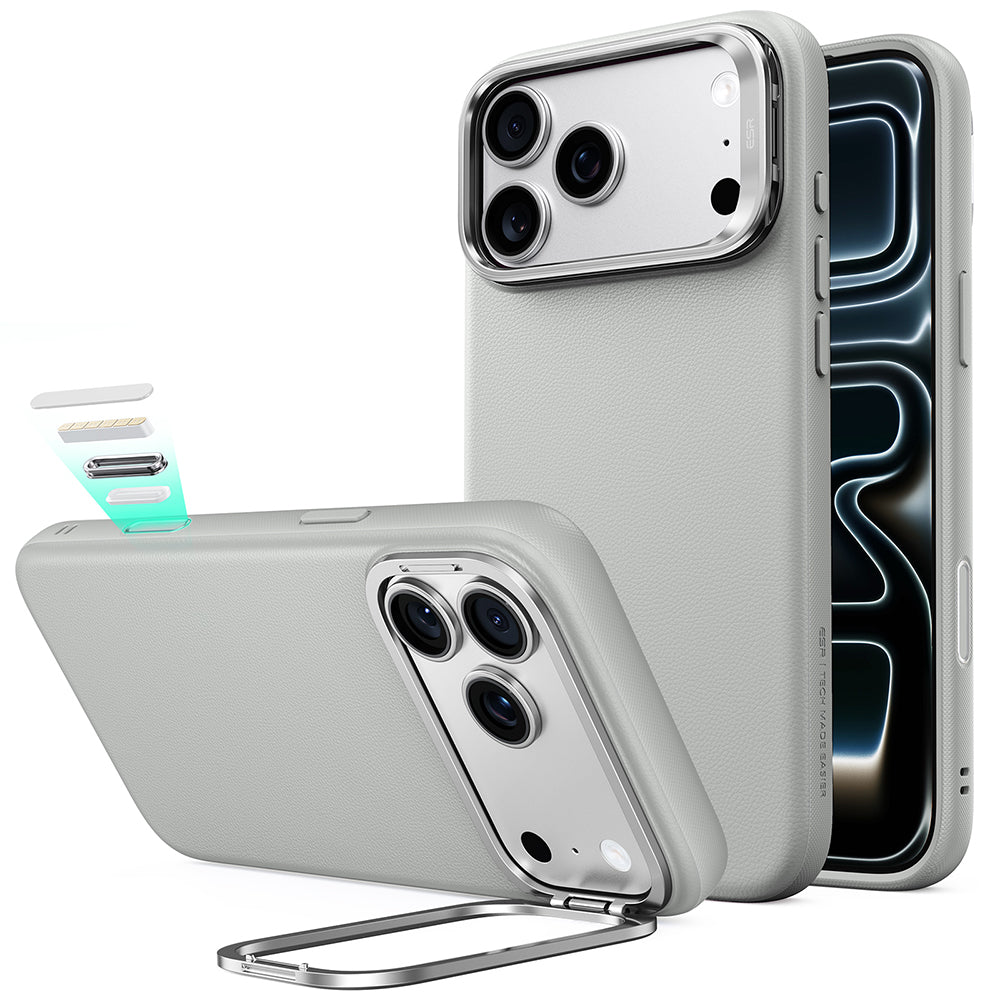 Husa de protectie ESR Atelier Magnetic Kickstand compatibil cu iPhone 18 Pro Max / iPhone 17 Pro Max, Gri