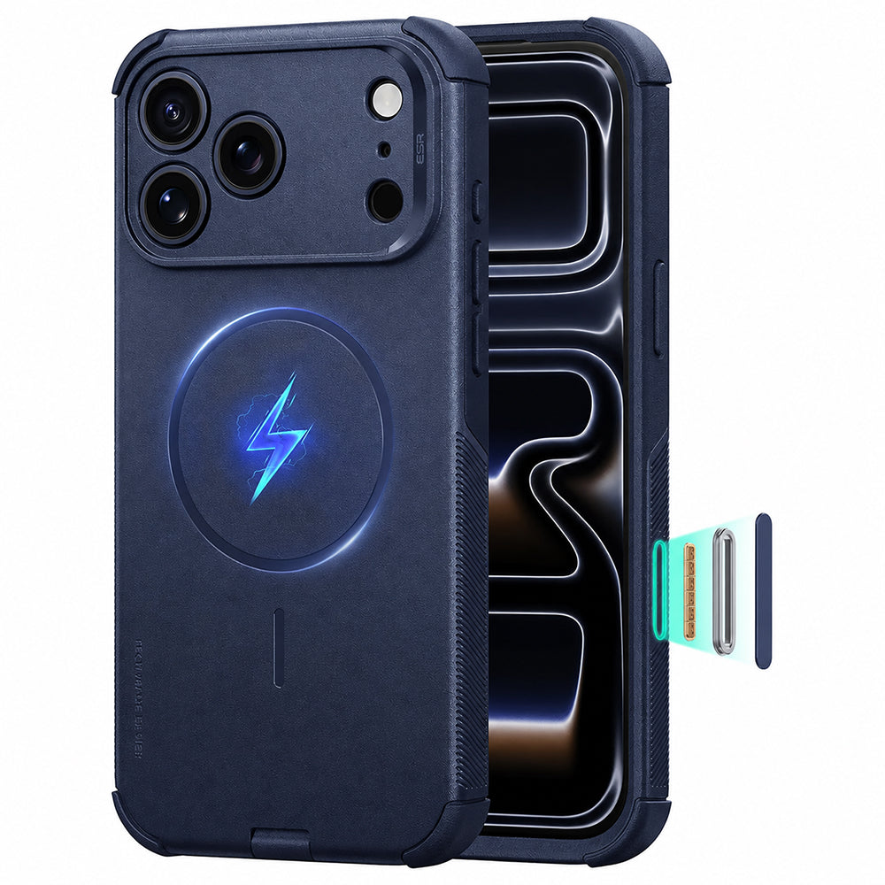 Husa de protectie ESR Cyber Halolock compatibil cu iPhone 17 Pro Max / iPhone 18 Pro Max, Albastru