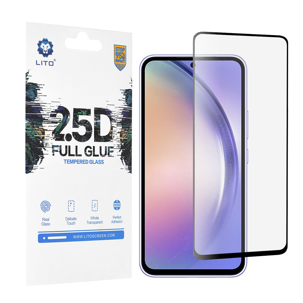 Folie de protectie Lito 2.5D FullGlue Glass compatibil cu Samsung Galaxy A54, Negru