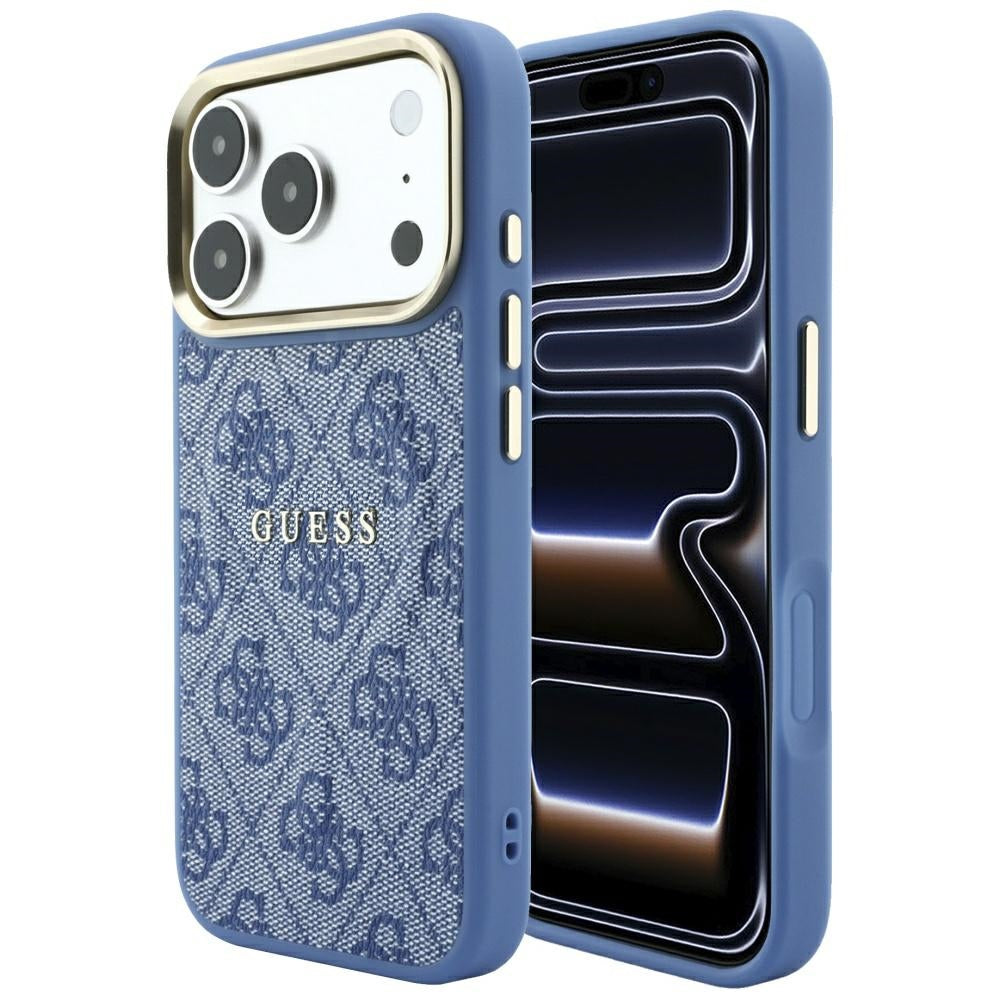 Husa de protectie Guess 4G Embossed Classic compatibil cu iPhone 18 Pro / iPhone 17 Pro, Albastru