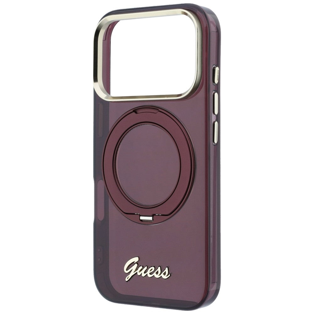 Husa de protectie Guess Ring Stand compatibil cu iPhone 18 Pro Max / iPhone 17 Pro Max, Bordo