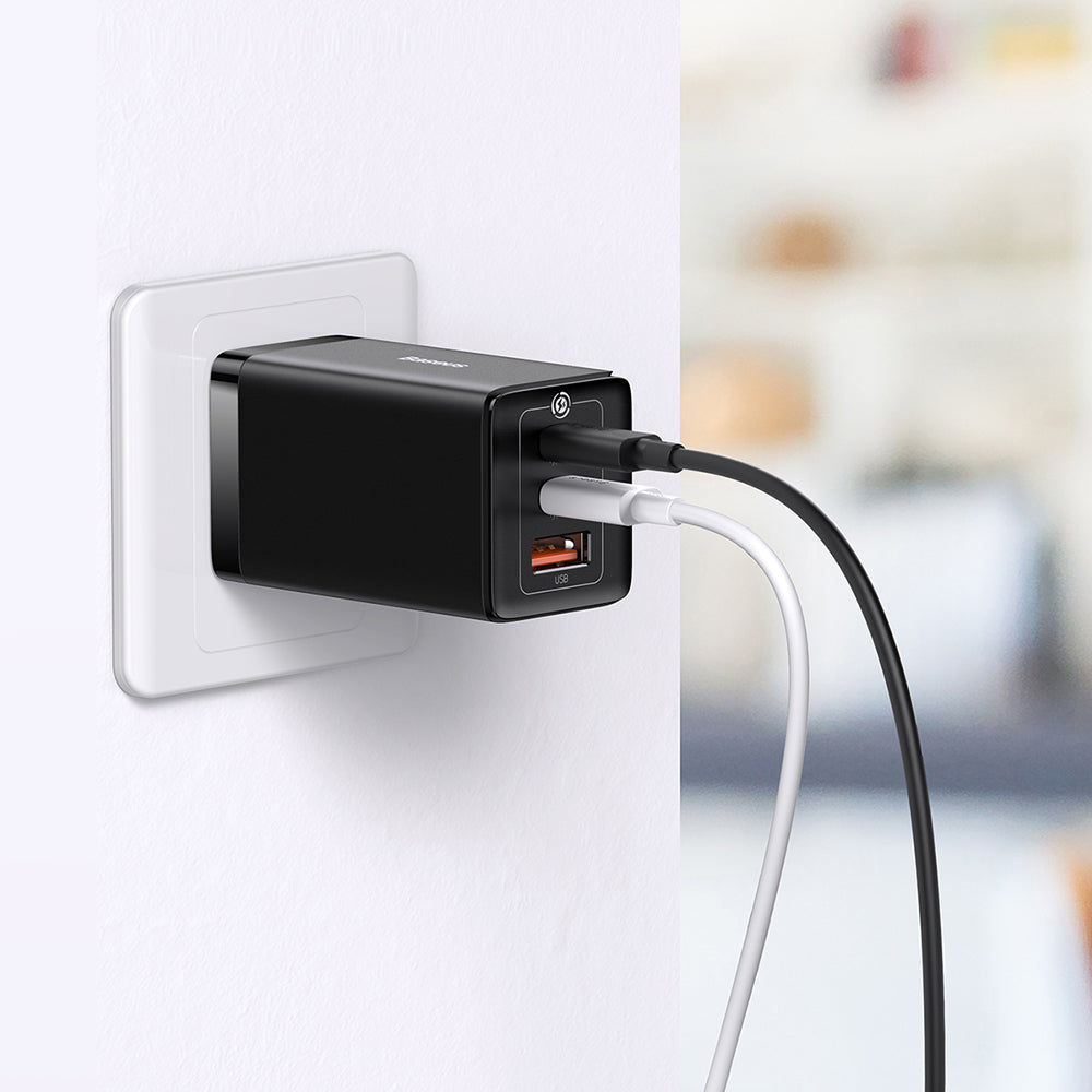 Incarcator Baseus (CCGP120201), 2xType-C + USB, 65W, Negru