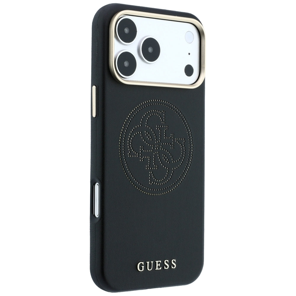 Husa de protectie Guess Leather Perforated 4G MagSafe compatibil cu iPhone 17 Pro Max / iPhone 18 Pro Max, Negru