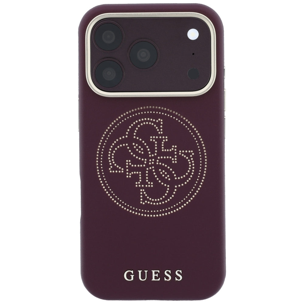 Husa de protectie Guess Leather Perforated 4G MagSafe compatibil cu iPhone 18 Pro / iPhone 17 Pro, Bordo