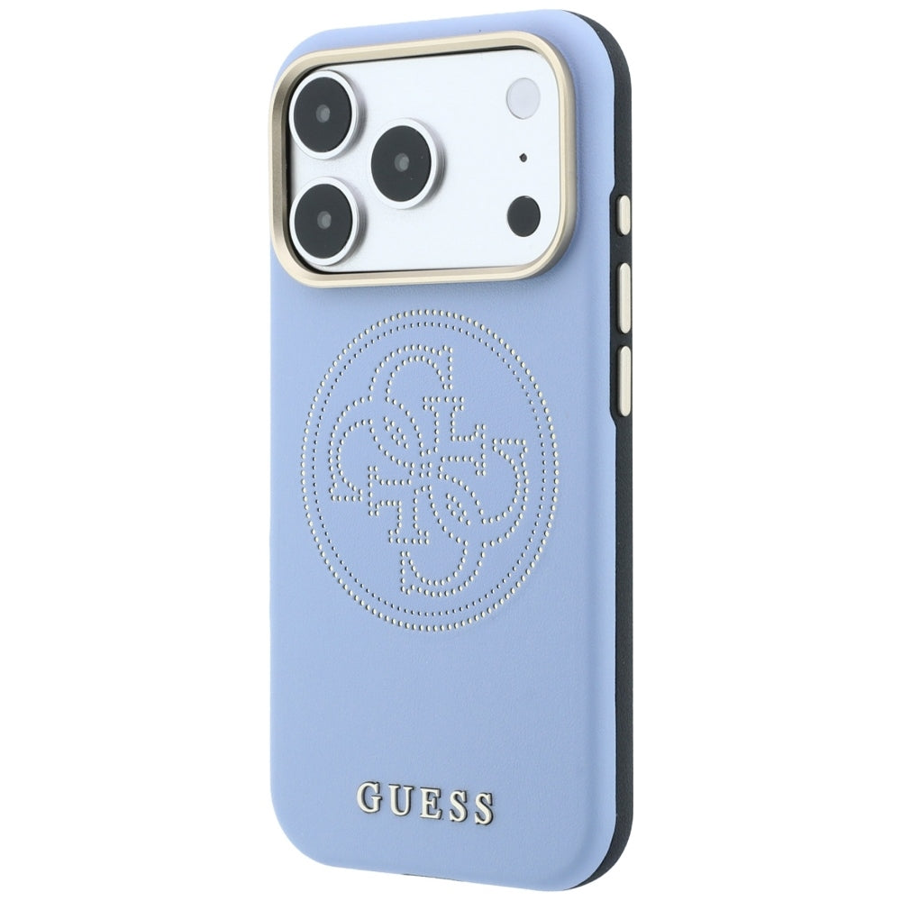 Husa de protectie Guess Leather Perforated 4G MagSafe compatibil cu iPhone 17 Pro Max / iPhone 18 Pro Max, Albastru