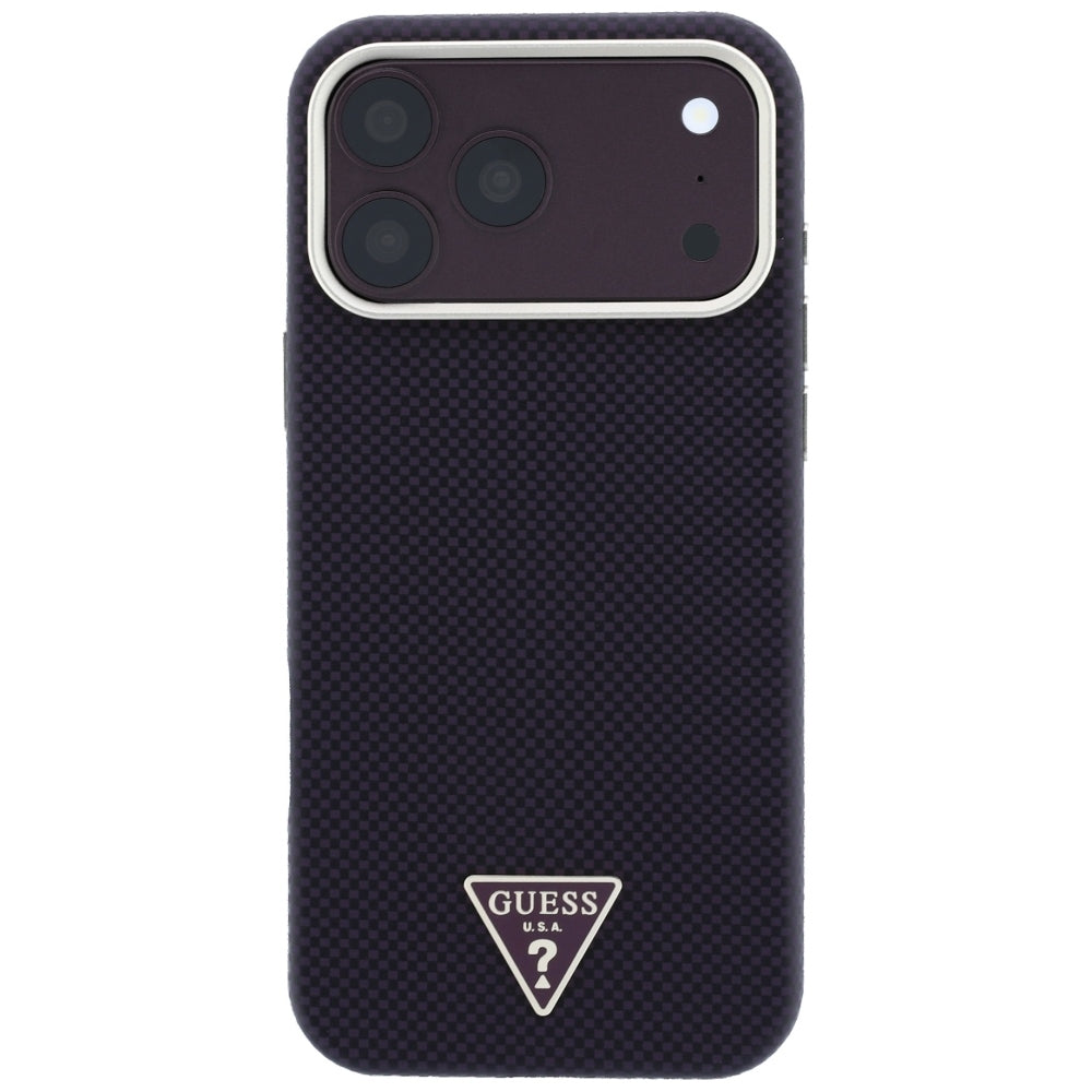 Husa de protectie Guess Kevlar Triangle Logo compatibil cu iPhone 18 Pro / iPhone 17 Pro, Bordo