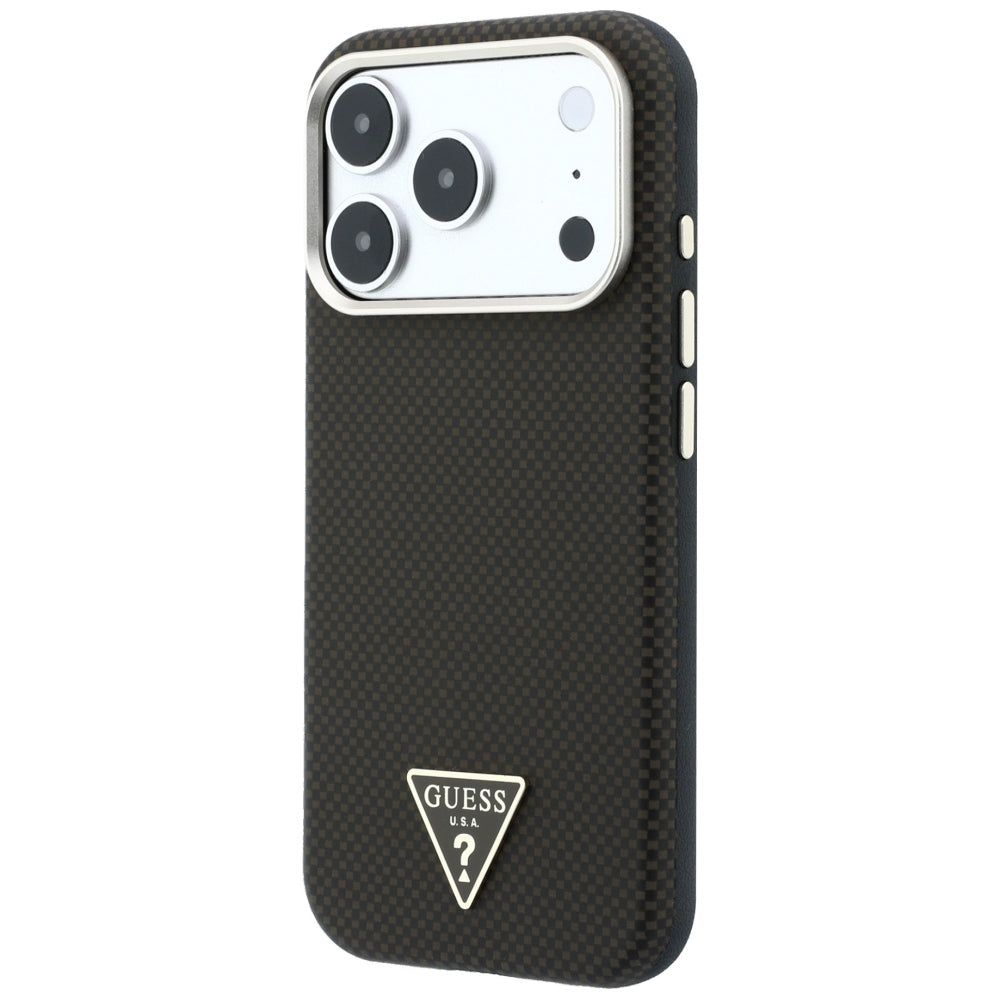 Husa de protectie Guess Kevlar Triangle Logo compatibil cu iPhone 18 Pro Max / iPhone 17 Pro Max, Maro