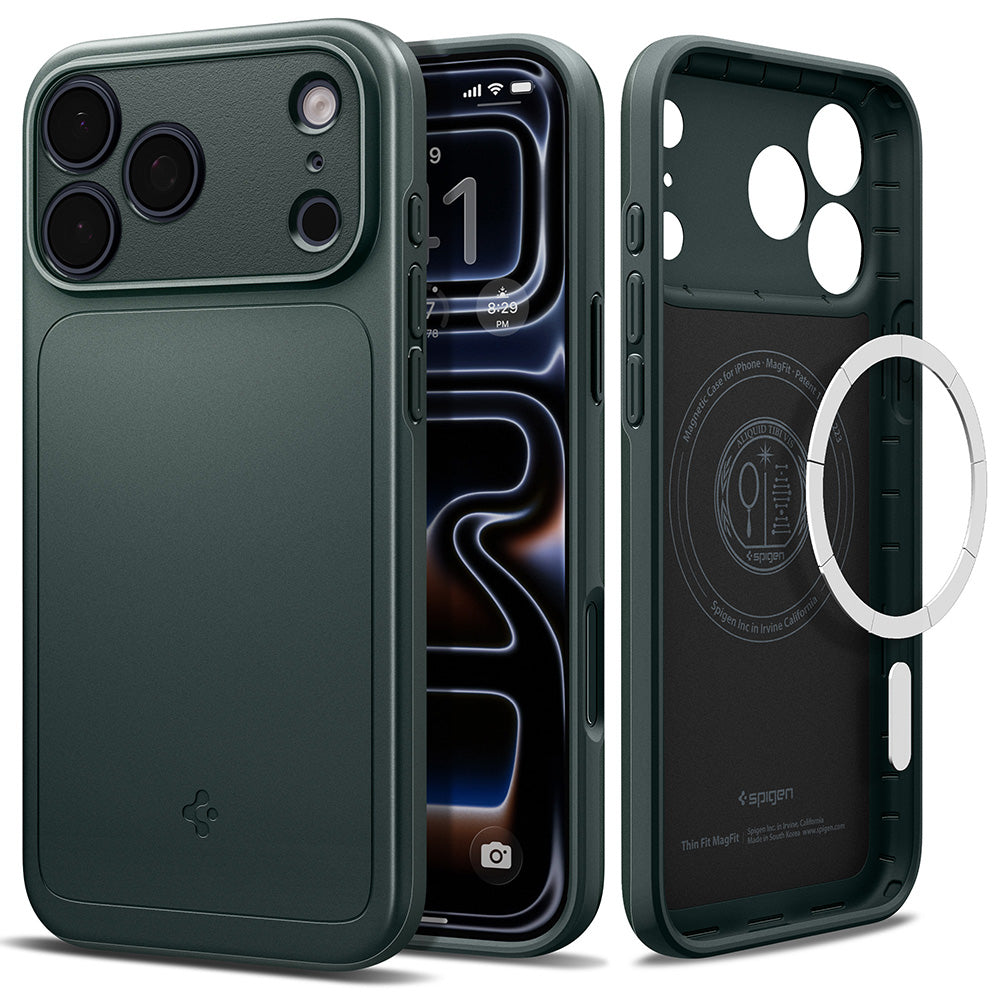 Husa de protectie Spigen Thin Fit compatibil cu iPhone 17 Pro / iPhone 18 Pro, Verde inchis