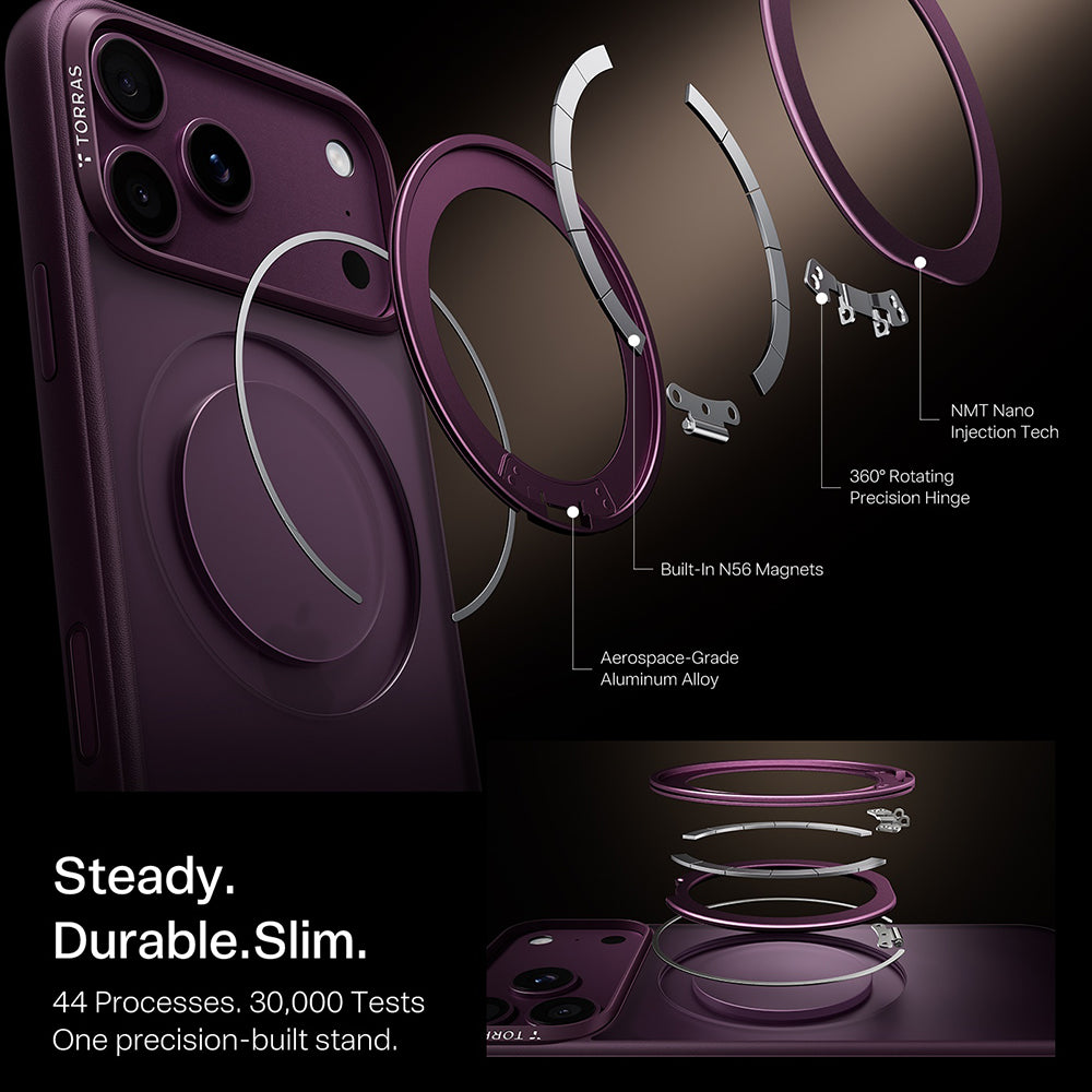 Husa de protectie Torras Ostand O1 Guardian compatibil cu iPhone 17 Pro / iPhone 18 Pro, Mov