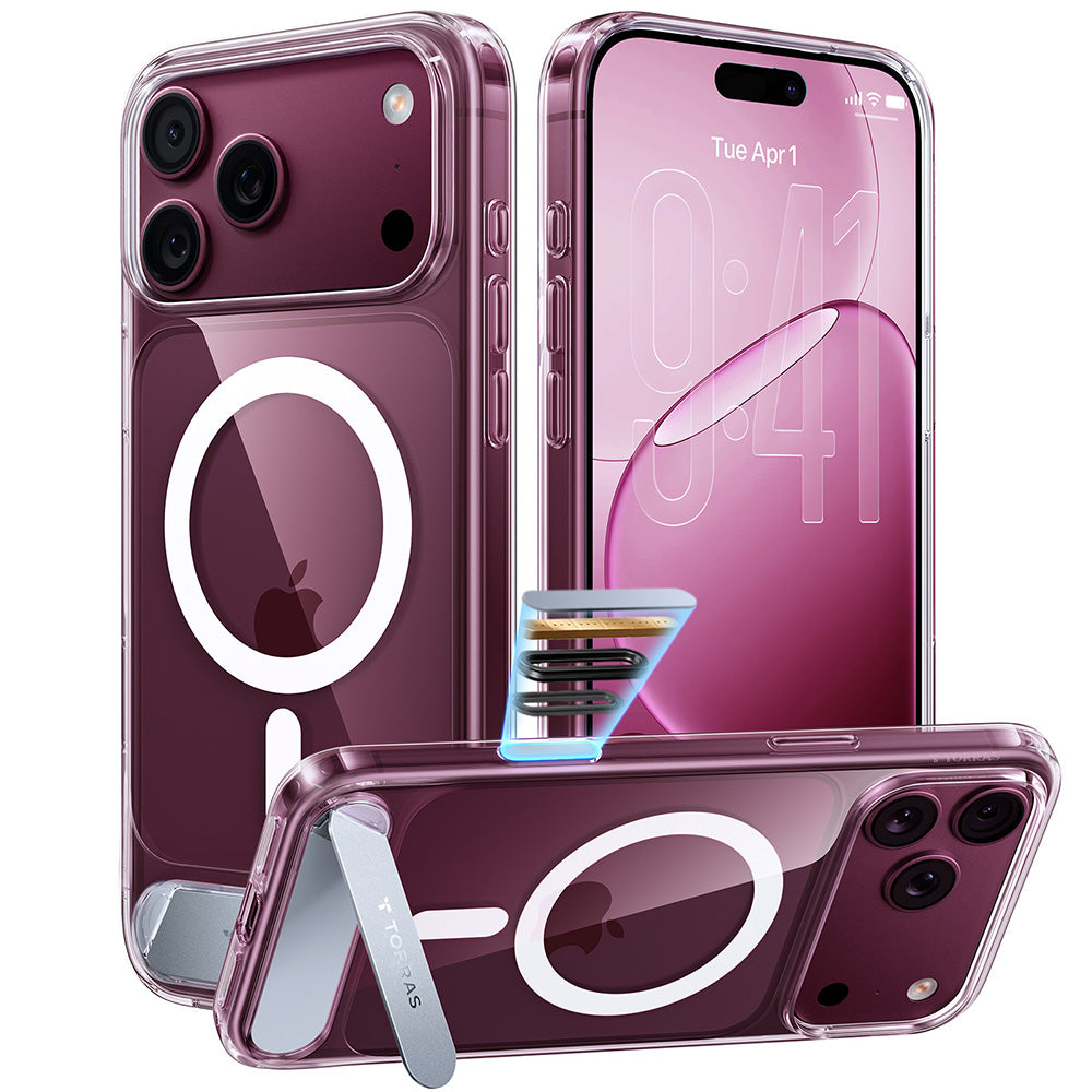 Husa de protectie Torras Ostand L1 Guardian compatibil cu iPhone 18 Pro Max / iPhone 17 Pro Max, Transparent