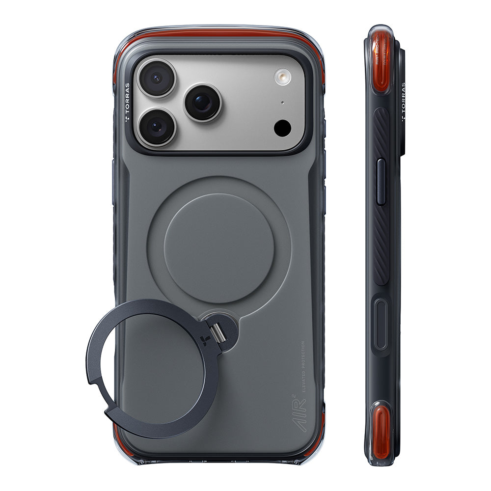 Husa de protectie Torras Ostand Q3 Air Pro compatibil cu iPhone 18 Pro / iPhone 17 Pro, Negru