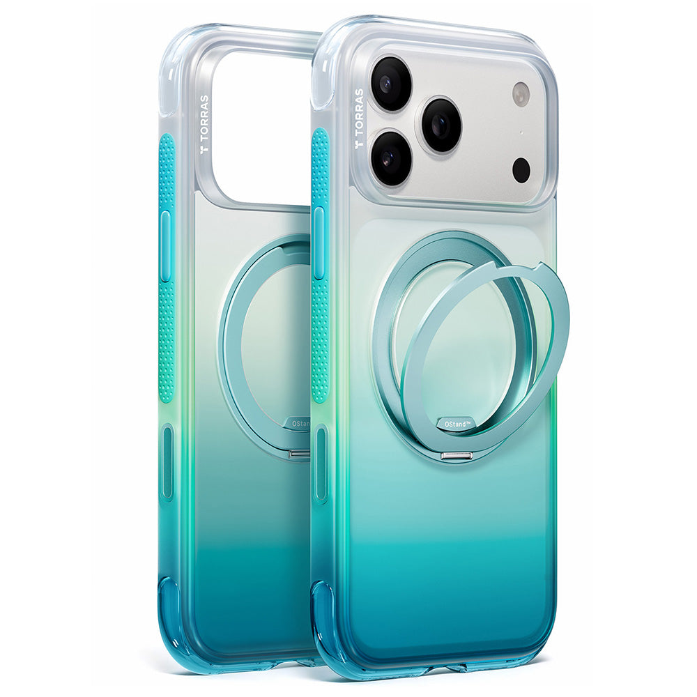 Husa de protectie Torras Ostand O3 Air Gradient compatibil cu iPhone 18 Pro Max / iPhone 17 Pro Max, Verde