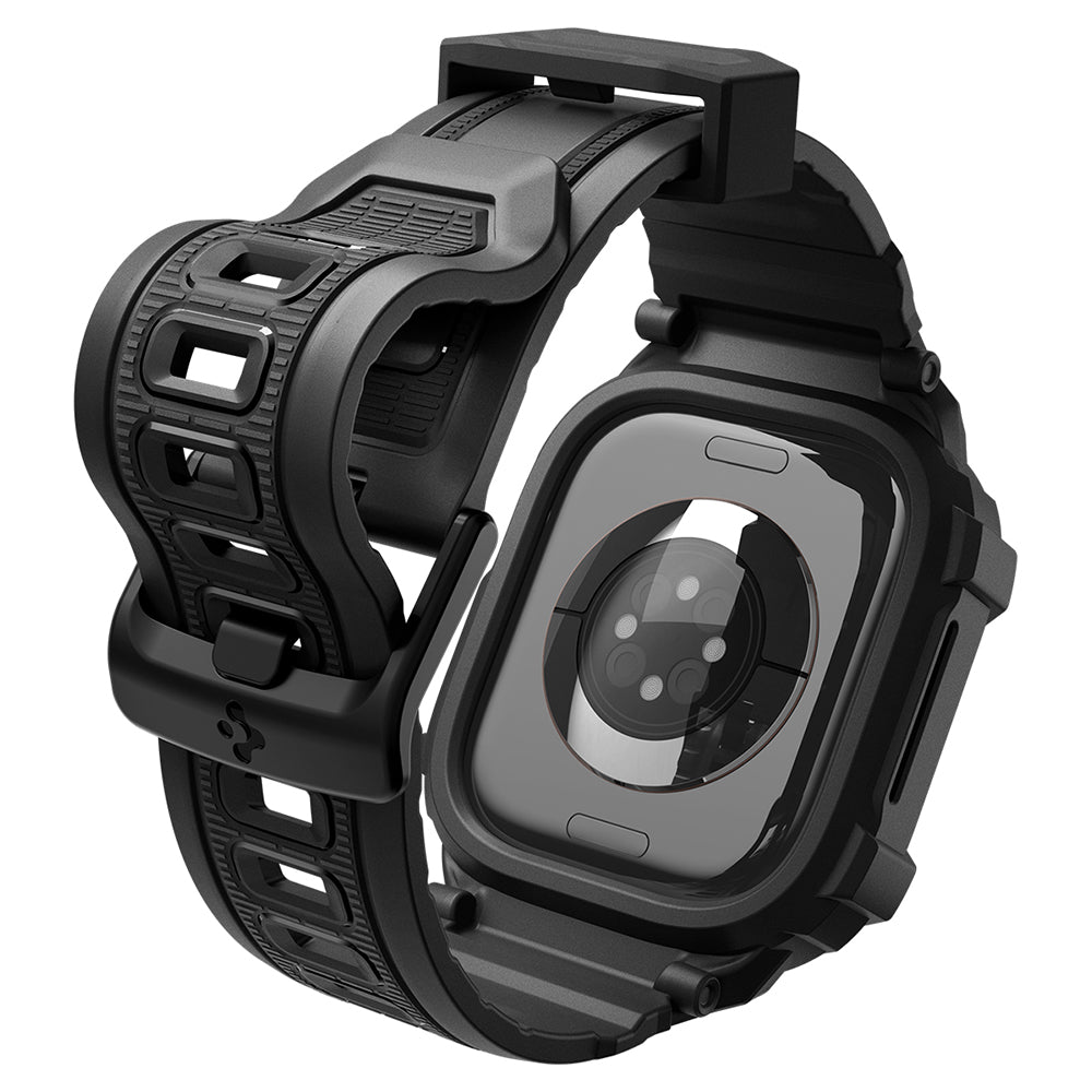 Curea smartwatch Spigen Rugged Armor Pro compatibil cu Apple Watch 12 42mm, Negru