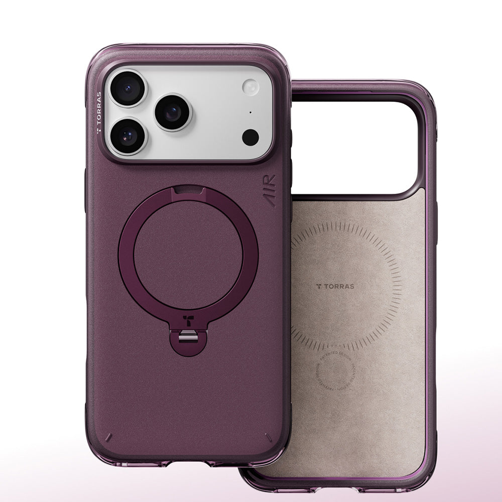 Husa de protectie Torras Ostand Q3 Air Essential compatibil cu iPhone 18 Pro / iPhone 17 Pro, Mov